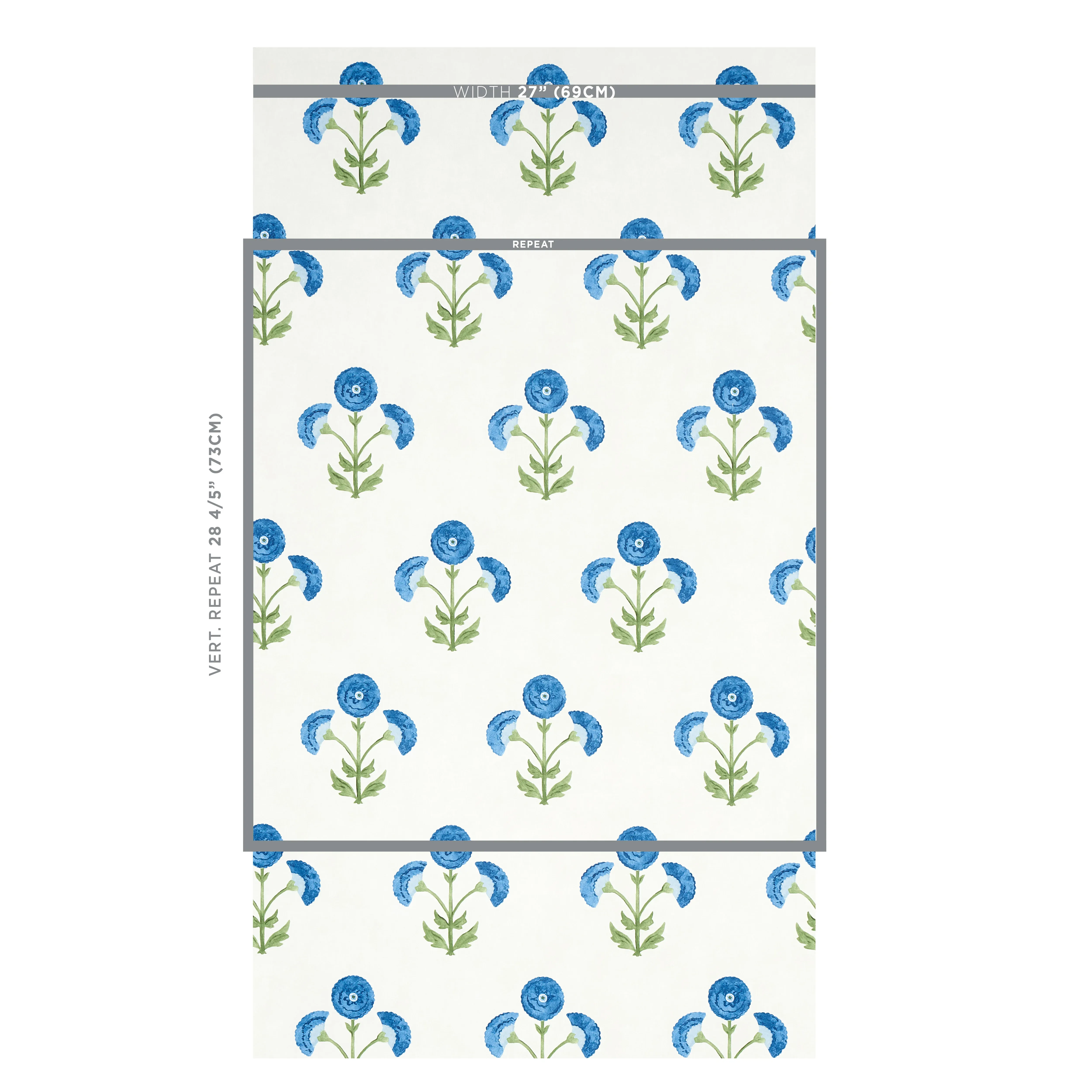 SARANDA FLOWER - ROYAL Schumacher Wallpaper | Wallpaper Twin SARANDA FLOWER ROYAL Schumacher Wallpaper wallpaper - SKU 5012412