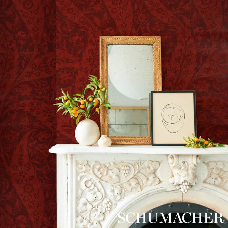 SAZ PAISLEY - BURGUNDY Schumacher Wallpaper | Wallpaper Twin SAZ PAISLEY BURGUNDY Schumacher Wallpaper wallpaper - SKU 5012902