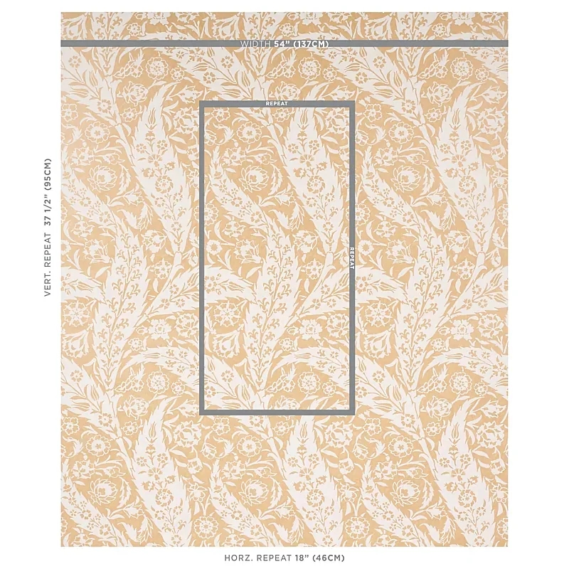 SAZ PAISLEY - OCHRE Schumacher Wallpaper | Wallpaper Twins SAZ PAISLEY OCHRE Schumacher Wallpaper wallpaper - SKU 5012900