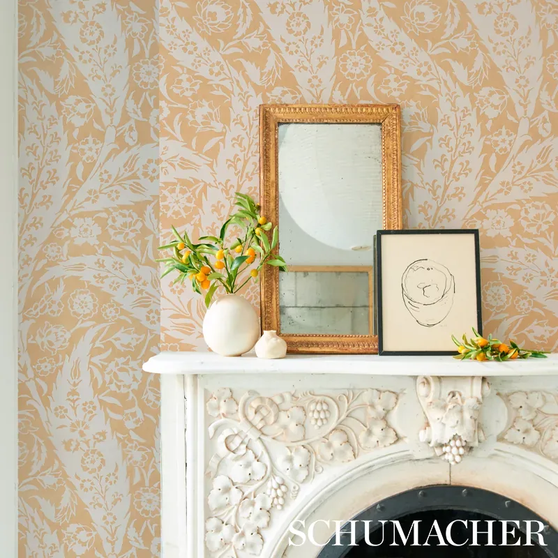 SAZ PAISLEY - OCHRE Schumacher Wallpaper | Wallpaper Twins SAZ PAISLEY OCHRE Schumacher Wallpaper wallpaper - SKU 5012900