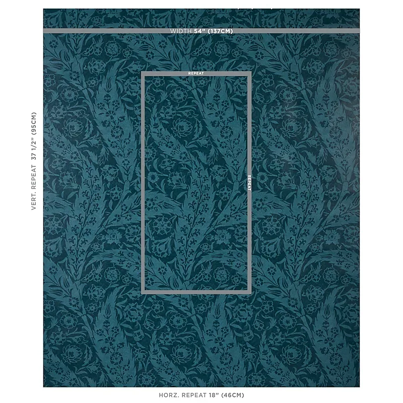 SAZ PAISLEY - PEACOCK Schumacher Wallpaper | Wallpaper Twins SAZ PAISLEY PEACOCK Schumacher Wallpaper wallpaper - SKU 5012903