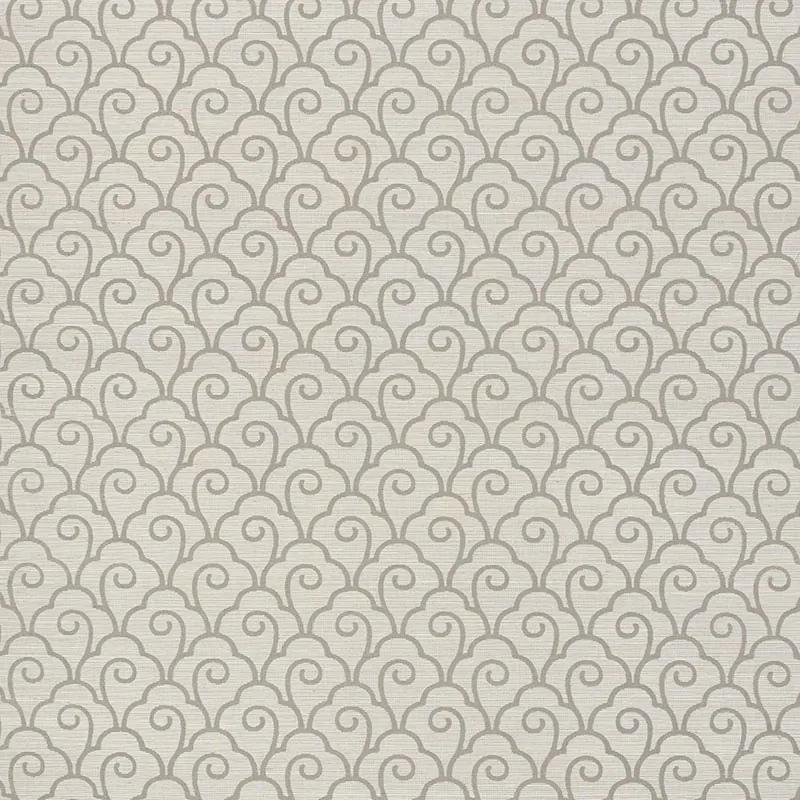 SCALLOP FILIGREE SISAL FOG Schumacher Wallpaper wallpaper - SKU 5008303