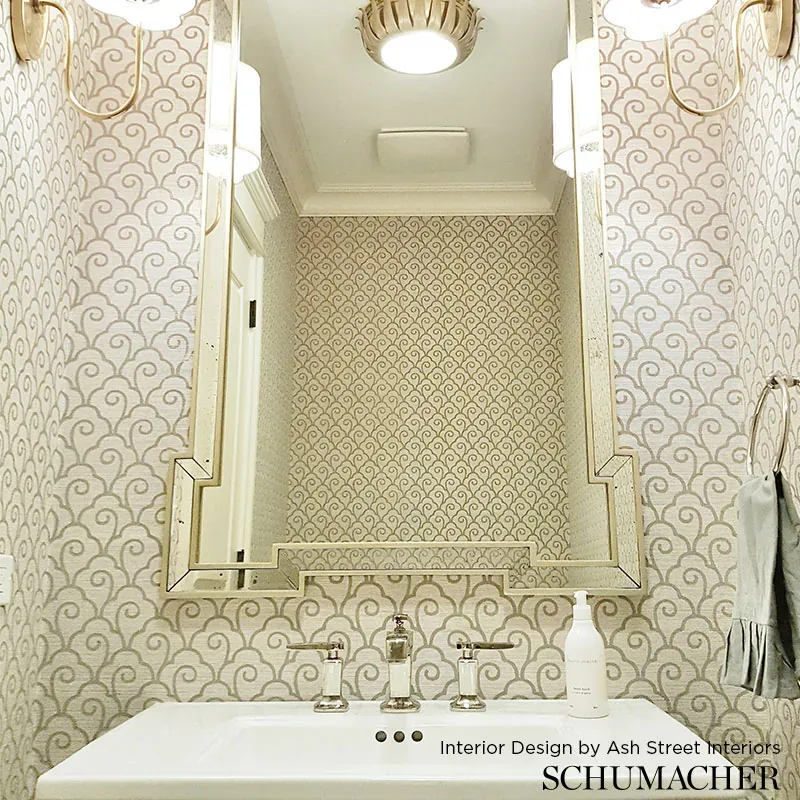 SCALLOP FILIGREE SISAL GOLD ON JET Schumacher Wallpaper wallpaper - SKU 5008301