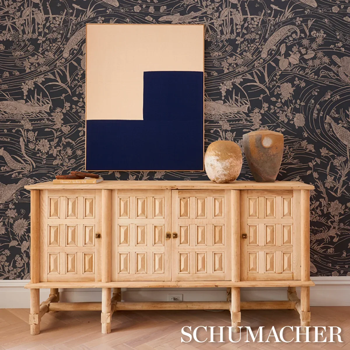 SEA GARDEN CHARCOAL Schumacher Wallpaper wallpaper - SKU 5013281