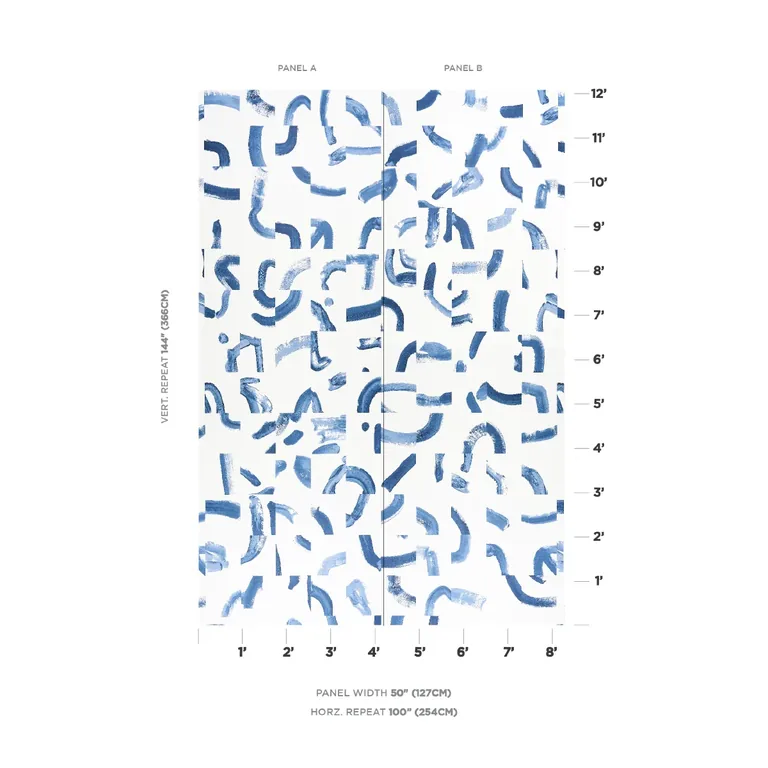 Schumacher SEPIESSA PANEL SET wallpaper, color BLUE, SKU 5009494