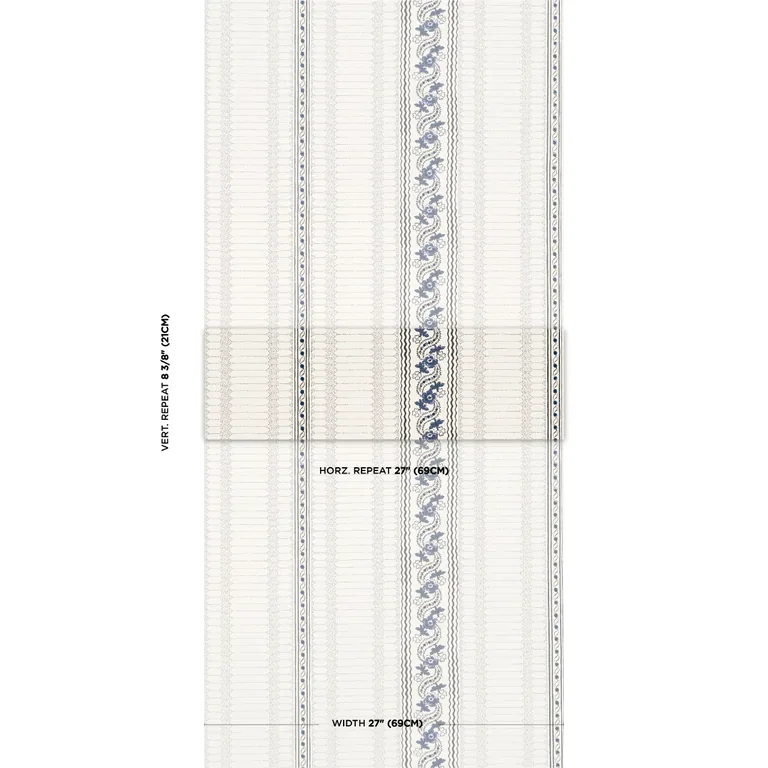 Schumacher SERENA STRIPE wallpaper, color BLUE, SKU 5015930