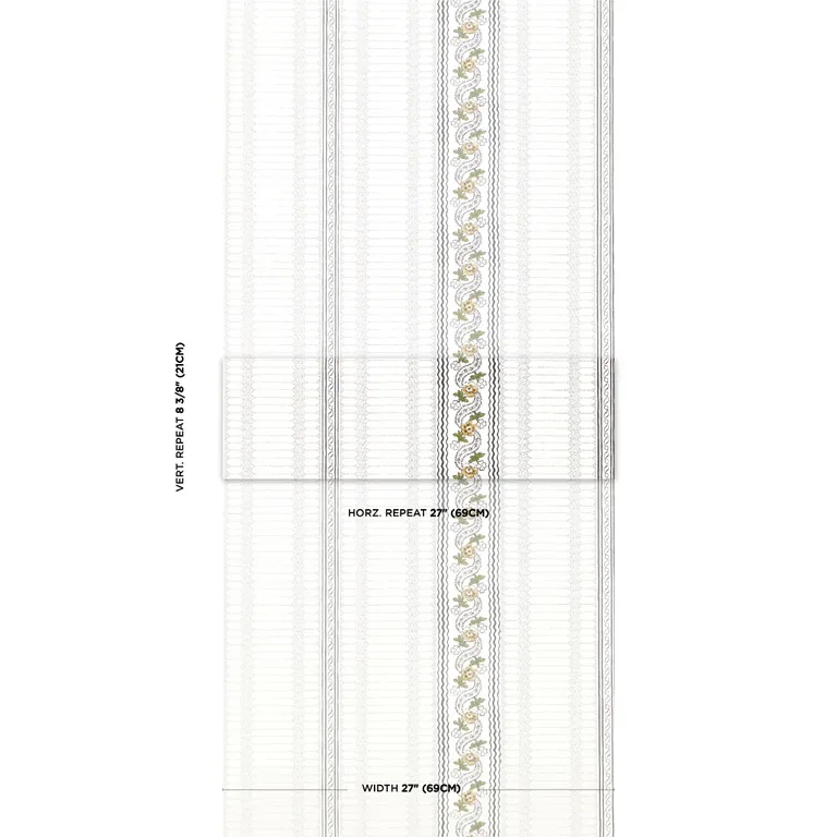 Schumacher SERENA STRIPE wallpaper, color OCHRE, SKU 5015931