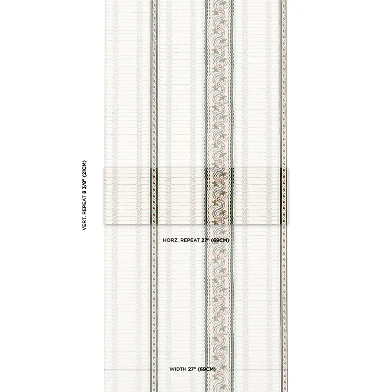 Schumacher SERENA STRIPE wallpaper, color ROSE, SKU 5015932