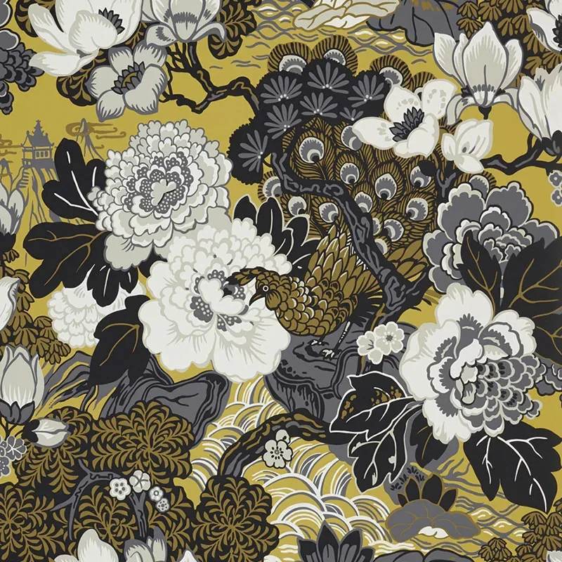 SHANGHAI PEACOCK BRASS Schumacher Wallpaper wallpaper - SKU 5006991