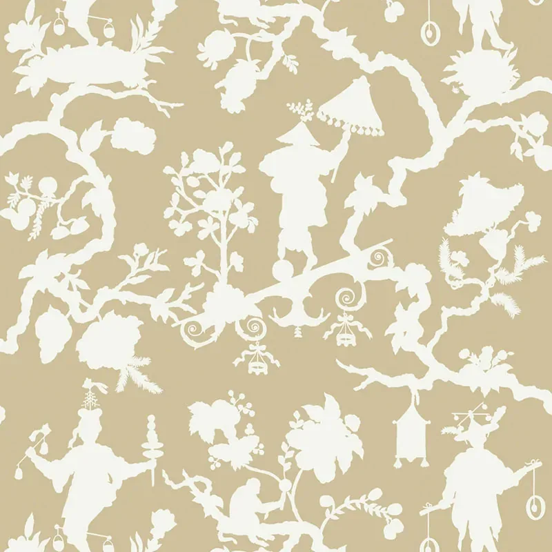 SHANTUNG SILHOUETTE PRINT SAND Schumacher Wallpaper wallpaper - SKU 5005150