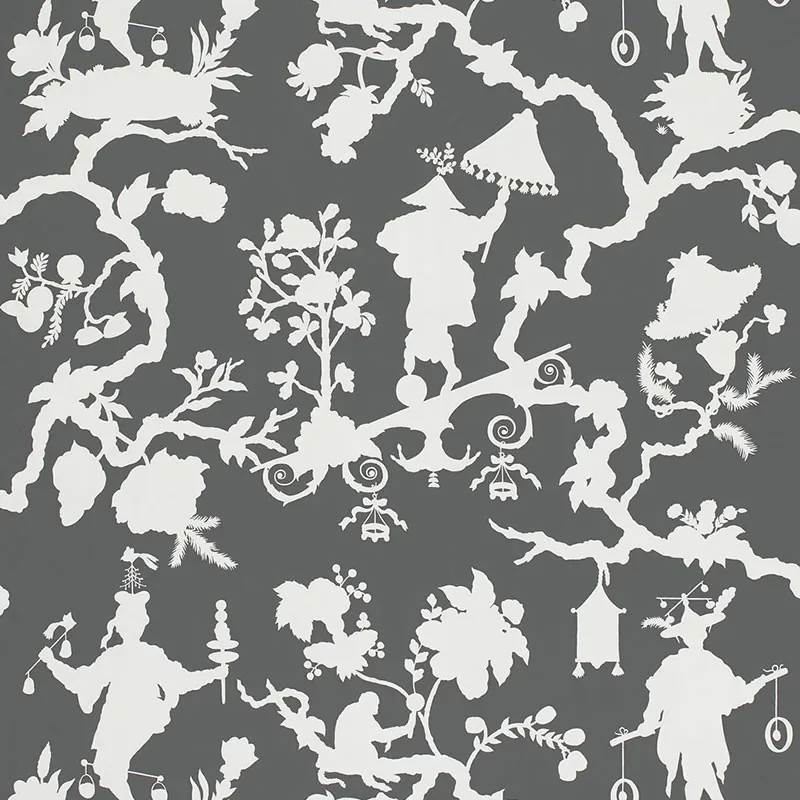 SHANTUNG SILHOUETTE PRINT SMOKE Schumacher Wallpaper wallpaper - SKU 5005151