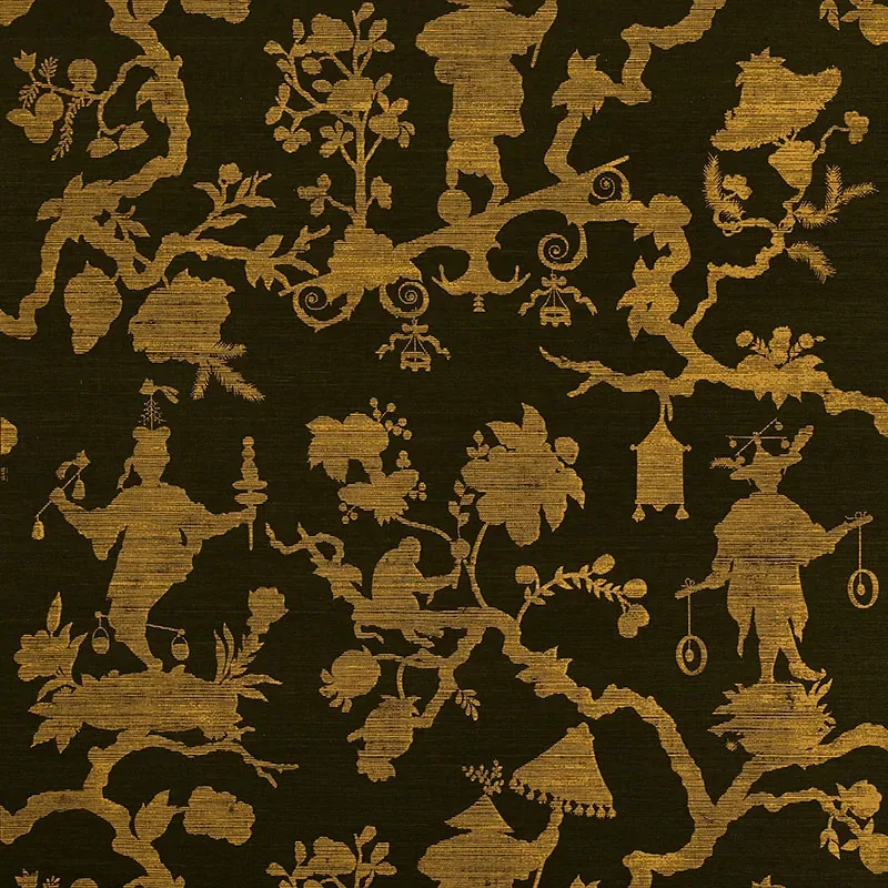 5008254 | SHANTUNG SILHOUETTE SISAL – GOLD ON JET