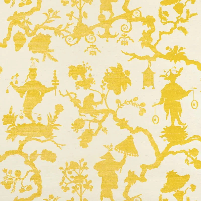 SHANTUNG SILHOUETTE SISAL YELLOW Schumacher Wallpaper wallpaper - SKU 5008250