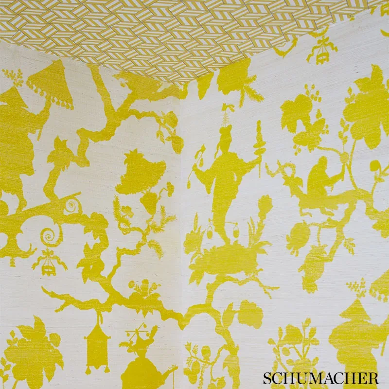 SHANTUNG SILHOUETTE SISAL YELLOW Schumacher Wallpaper wallpaper - SKU 5008250