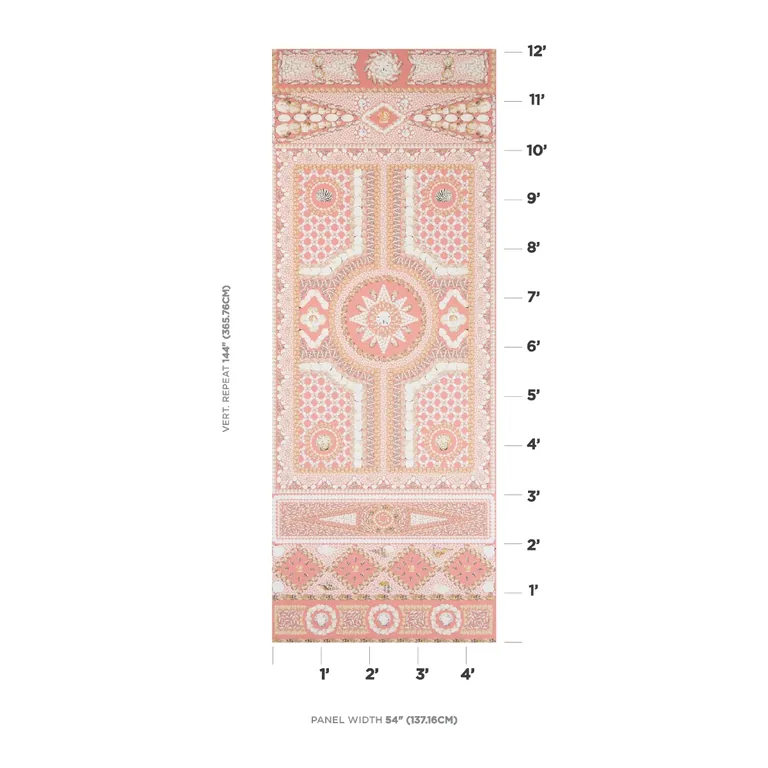 Schumacher SHELL GROTTO PANEL A wallpaper, color CORAL, SKU 5015166