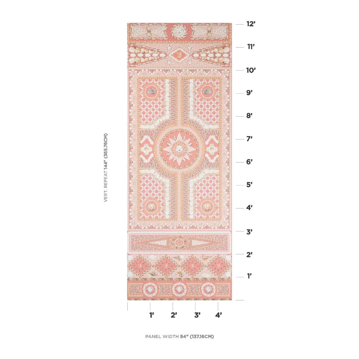 SHELL GROTTO PANEL A CORAL Schumacher Wallpaper wallpaper - SKU 5015166