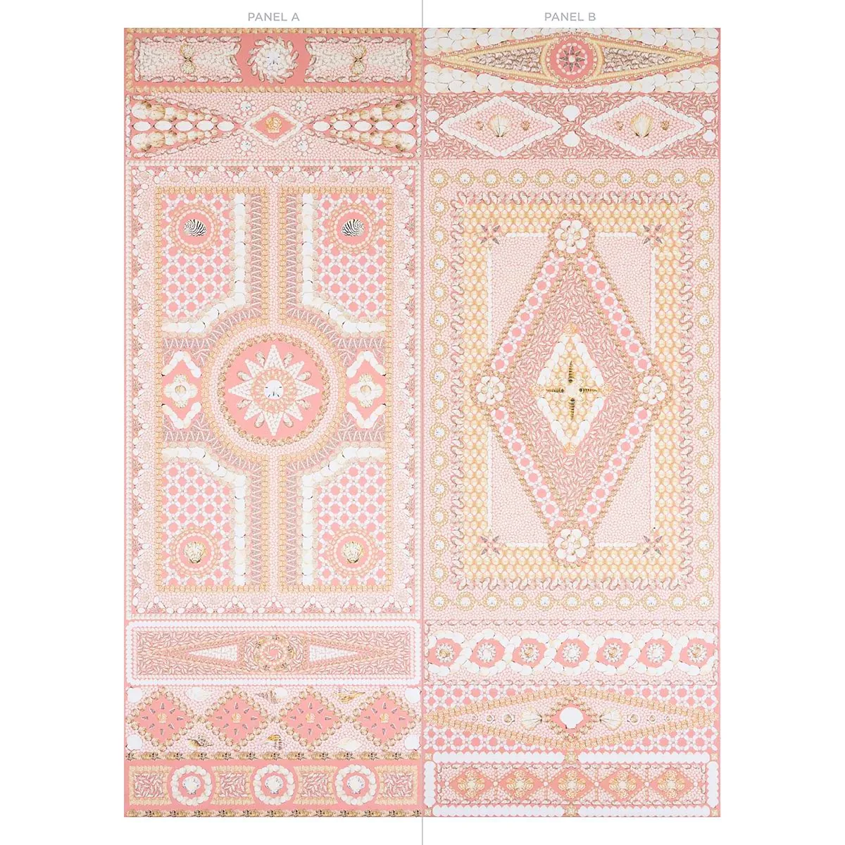 SHELL GROTTO PANEL A CORAL Schumacher Wallpaper wallpaper - SKU 5015166