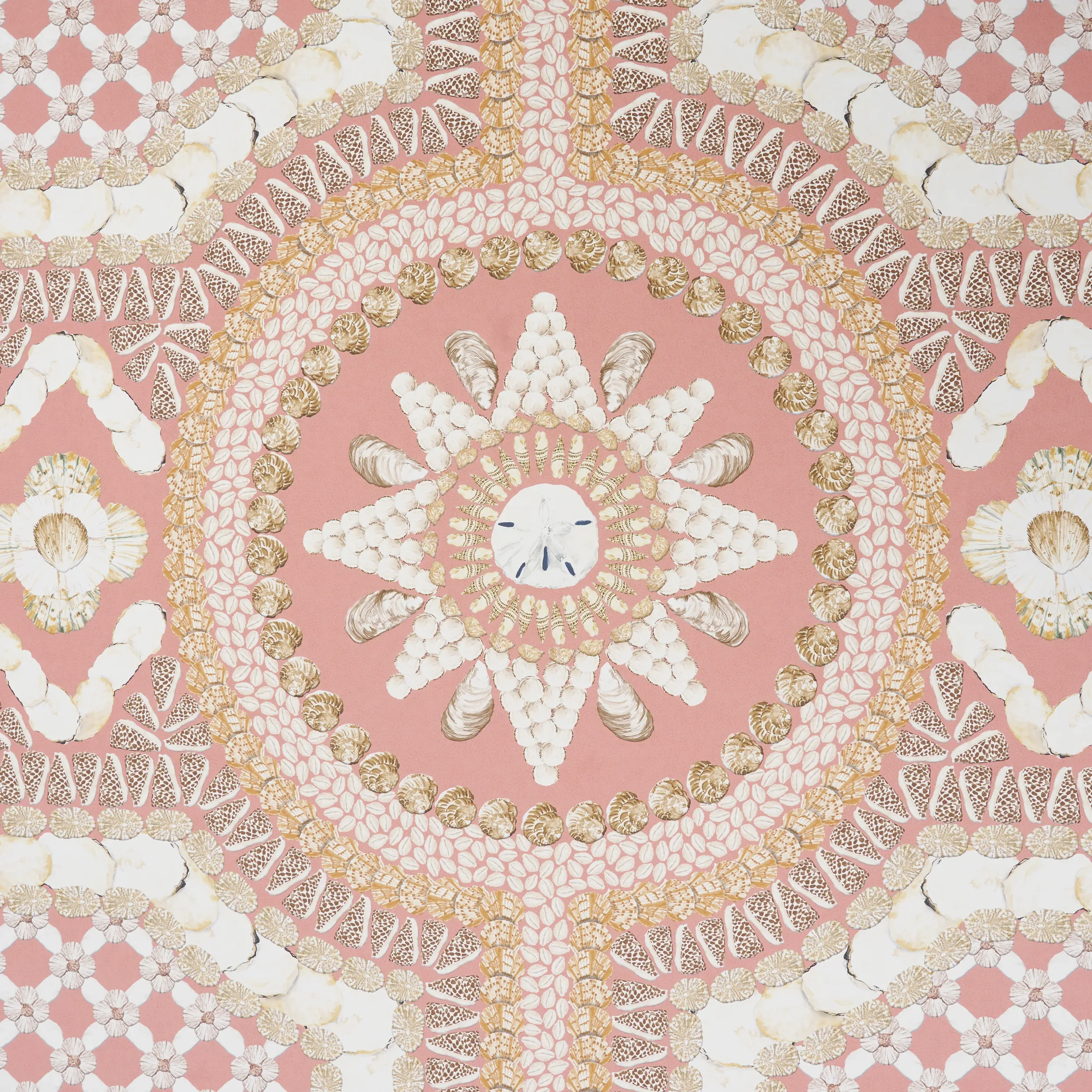 SHELL GROTTO PANEL A CORAL Schumacher Wallpaper wallpaper - SKU 5015166