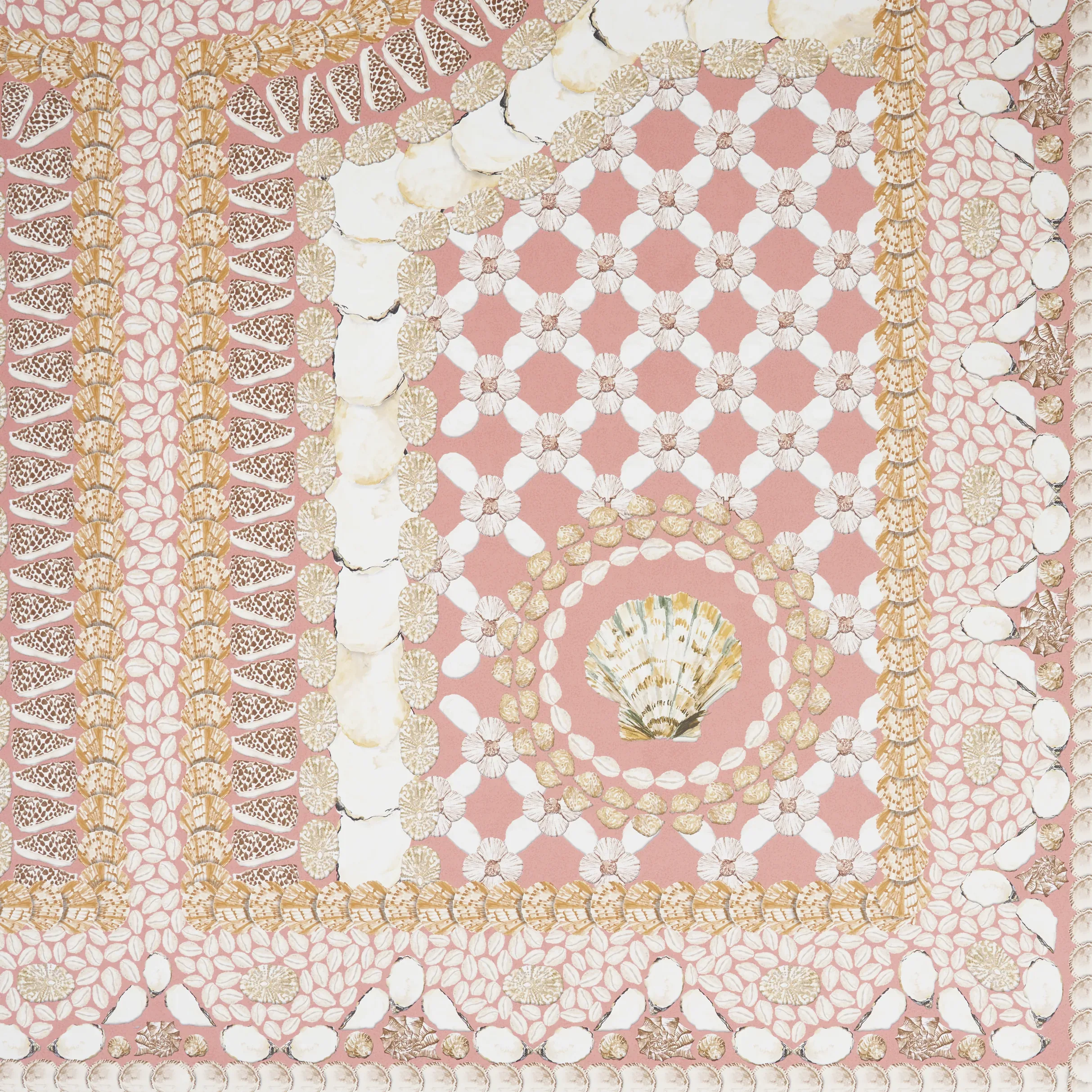 SHELL GROTTO PANEL A CORAL Schumacher Wallpaper wallpaper - SKU 5015166