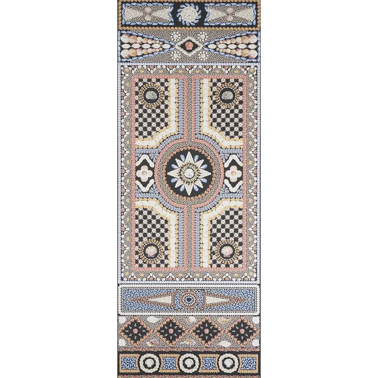 Schumacher SHELL GROTTO PANEL A wallpaper, color ONYX MULTI, SKU 5015160