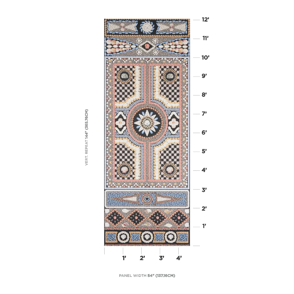 SHELL GROTTO PANEL A ONYX MULTI Schumacher Wallpaper wallpaper - SKU 5015160