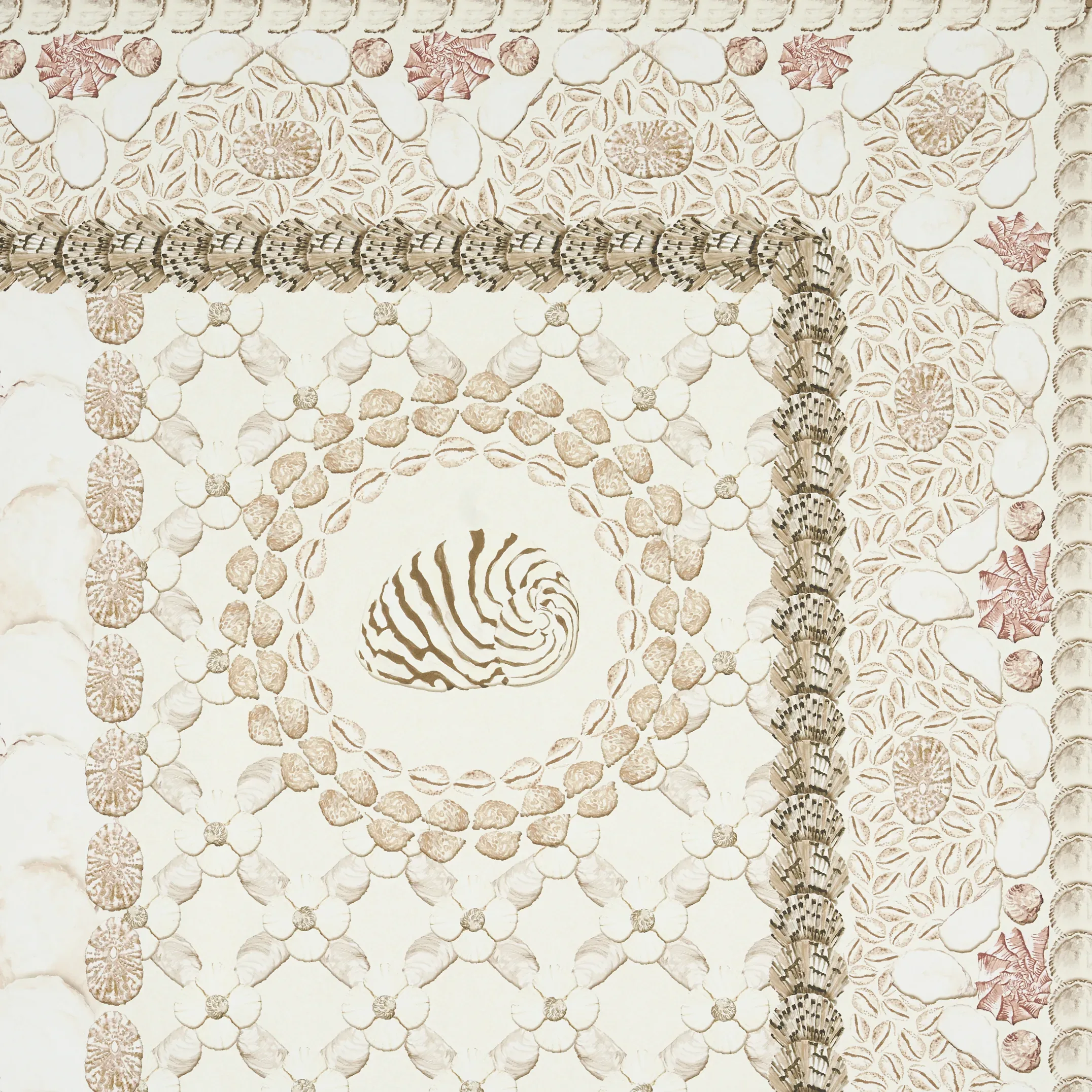 SHELL GROTTO PANEL A SAND Schumacher Wallpaper wallpaper - SKU 5015161