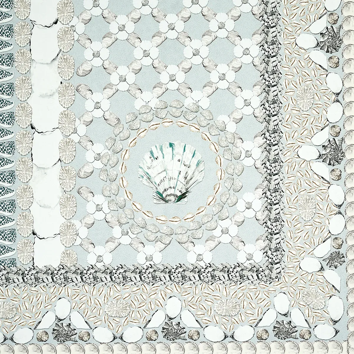SHELL GROTTO PANEL A SEAFOAM Schumacher Wallpaper wallpaper - SKU 5015164