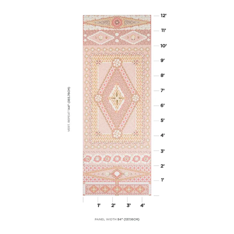 Schumacher SHELL GROTTO PANEL B wallpaper, color CORAL, SKU 5015167