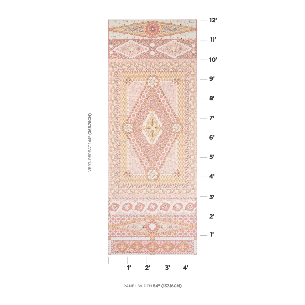 SHELL GROTTO PANEL B CORAL Schumacher Wallpaper wallpaper - SKU 5015167
