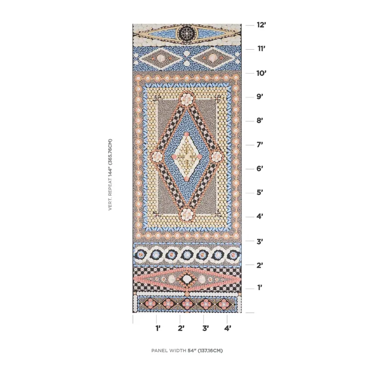 Schumacher SHELL GROTTO PANEL B wallpaper, color ONYX MULTI, SKU 5015162