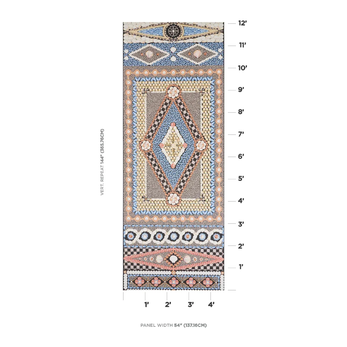 SHELL GROTTO PANEL B ONYX MULTI Schumacher Wallpaper wallpaper - SKU 5015162