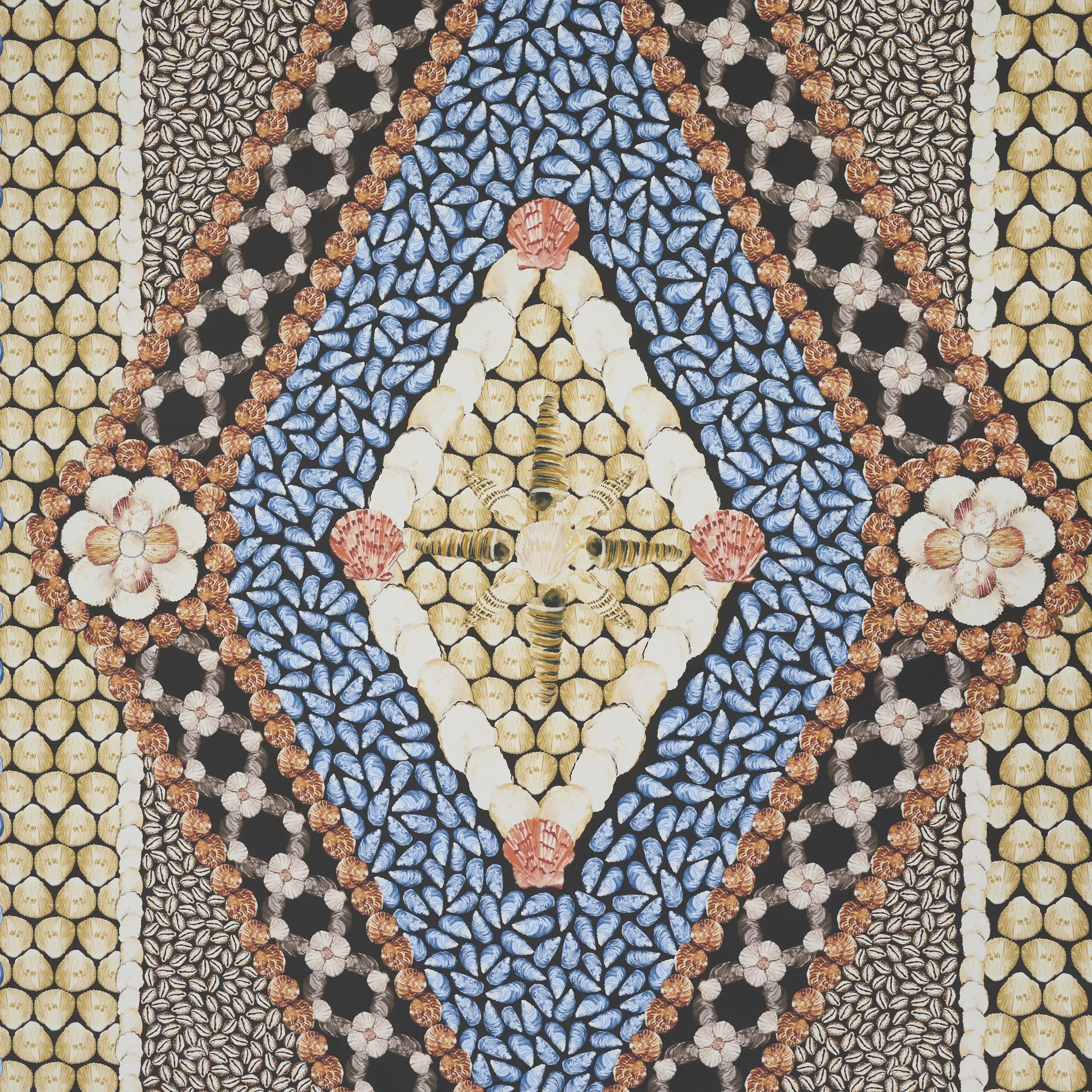 SHELL GROTTO PANEL B ONYX MULTI Schumacher Wallpaper wallpaper - SKU 5015162