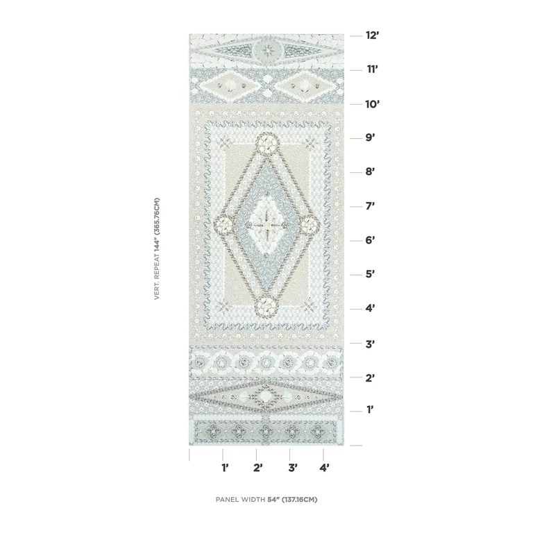 Schumacher SHELL GROTTO PANEL B wallpaper, color SEAFOAM, SKU 5015165