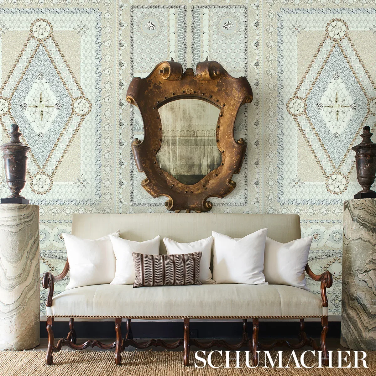 SHELL GROTTO PANEL B SEAFOAM Schumacher Wallpaper wallpaper - SKU 5015165