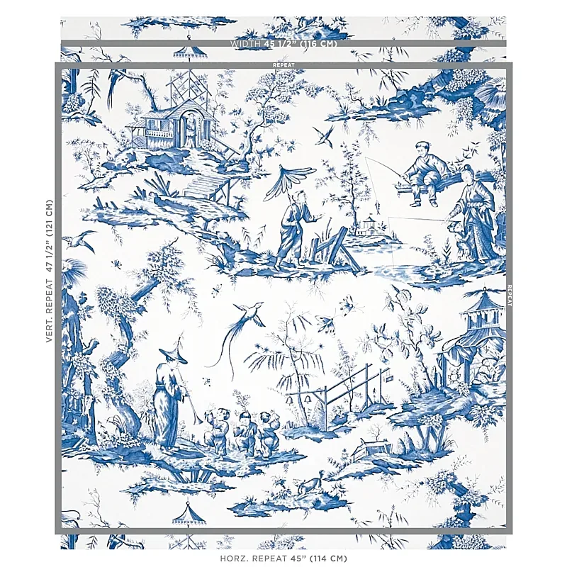 SHENGYOU TOILE BLUE Schumacher Wallpaper wallpaper - SKU 5012052