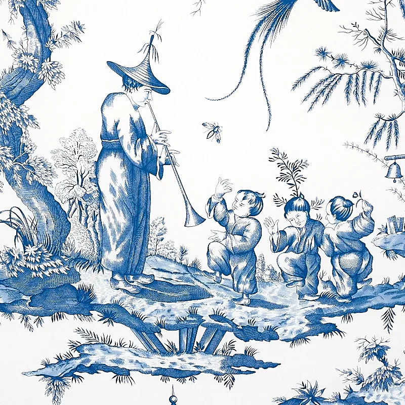 SHENGYOU TOILE BLUE Schumacher Wallpaper wallpaper - SKU 5012052