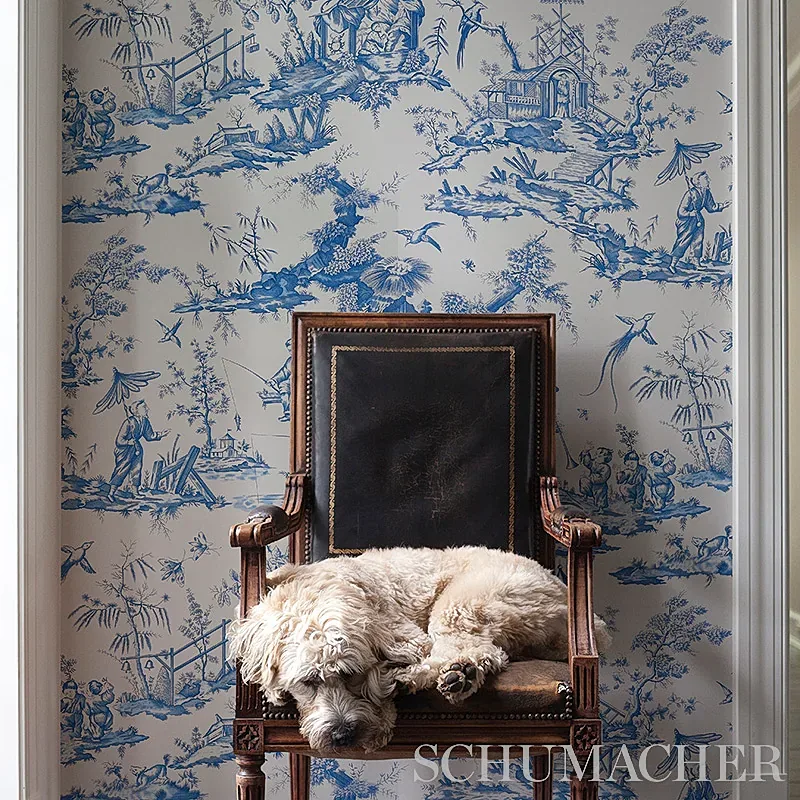 SHENGYOU TOILE BLUE Schumacher Wallpaper wallpaper - SKU 5012052