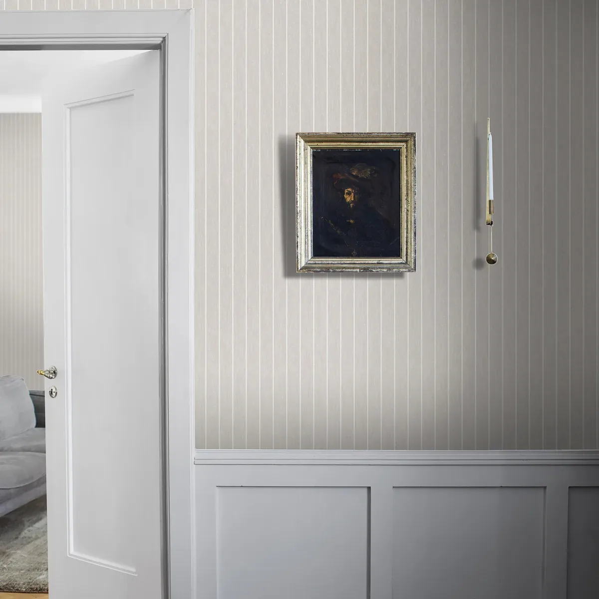 SHIRT STRIPE STONE Schumacher Wallpaper wallpaper - SKU 6858