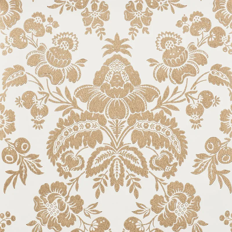 SIMONE DAMASK GOLD Schumacher Wallpaper wallpaper - SKU 5009610