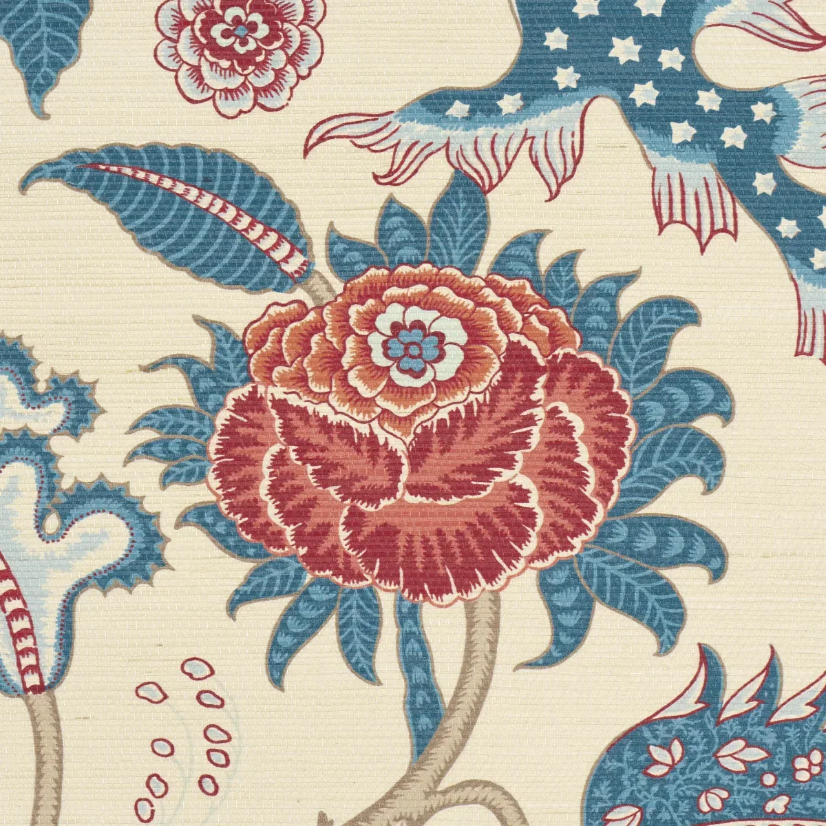 SINHALA SISAL ROUGE & INDIGO Schumacher Wallpaper wallpaper - SKU 5016691