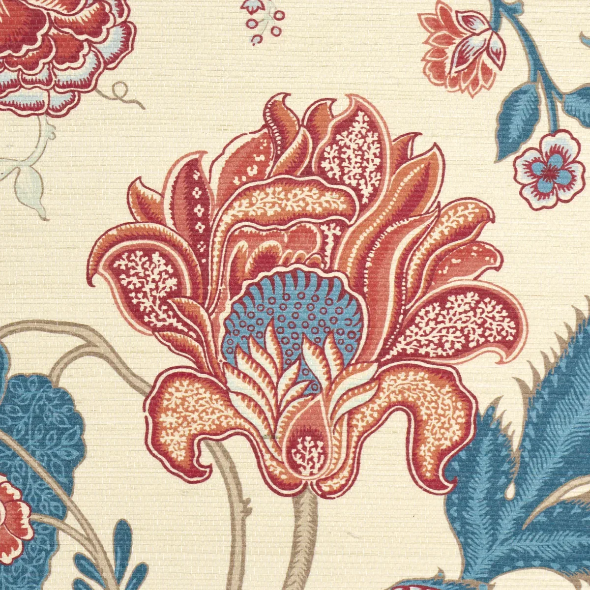 SINHALA SISAL ROUGE & INDIGO Schumacher Wallpaper wallpaper - SKU 5016691