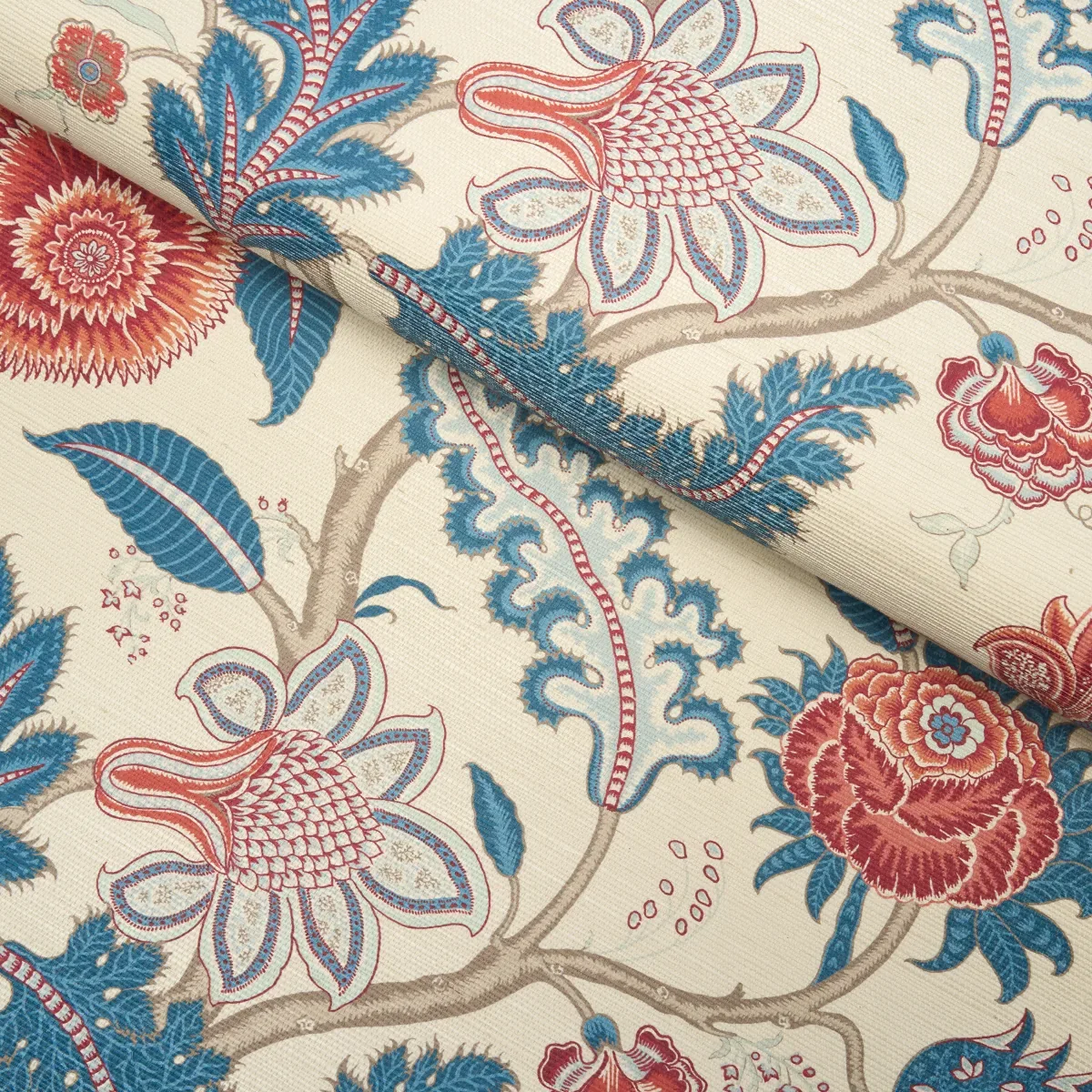 SINHALA SISAL ROUGE & INDIGO Schumacher Wallpaper wallpaper - SKU 5016691