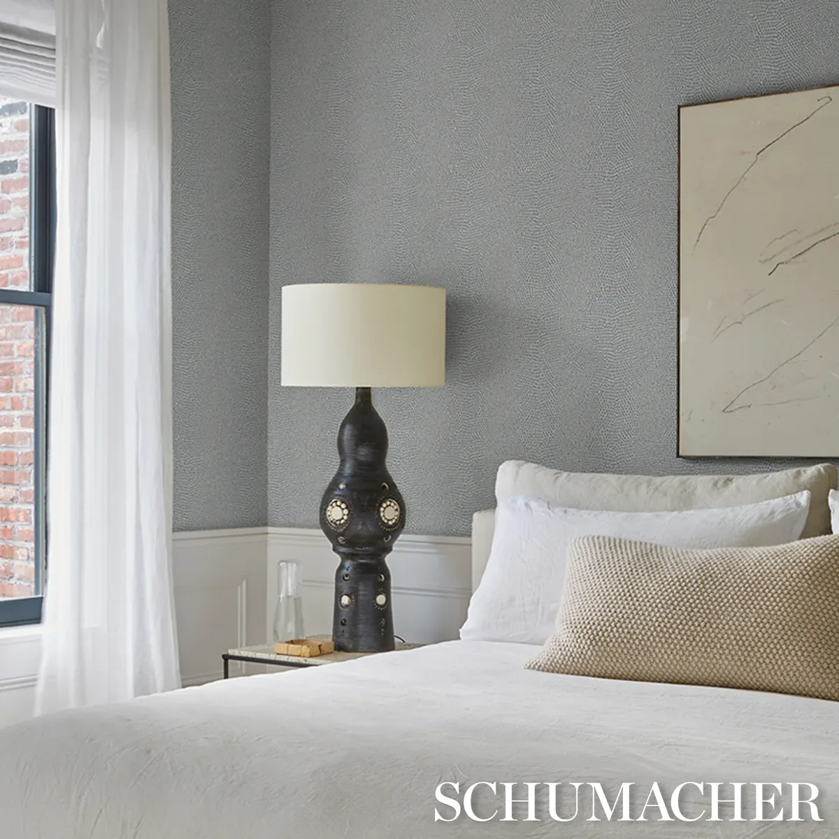 SNAKESKIN VINYL IVORY Schumacher Wallpaper wallpaper - SKU 5017500