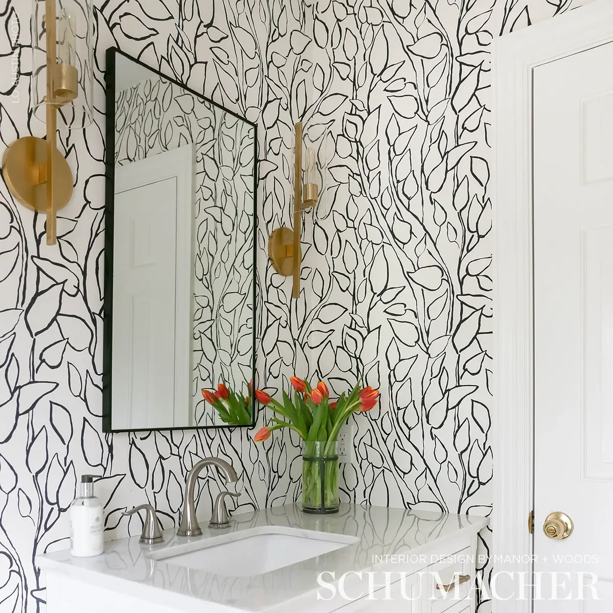 SOLANDRA VINE BLACK Schumacher Wallpaper wallpaper - SKU 5010071