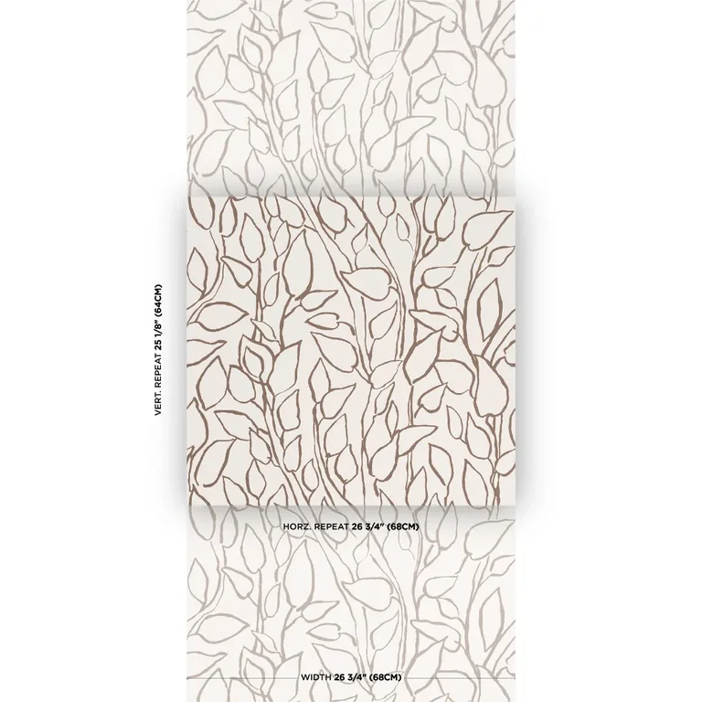 Schumacher SOLANDRA VINE wallpaper, color BROWN, SKU 5010074