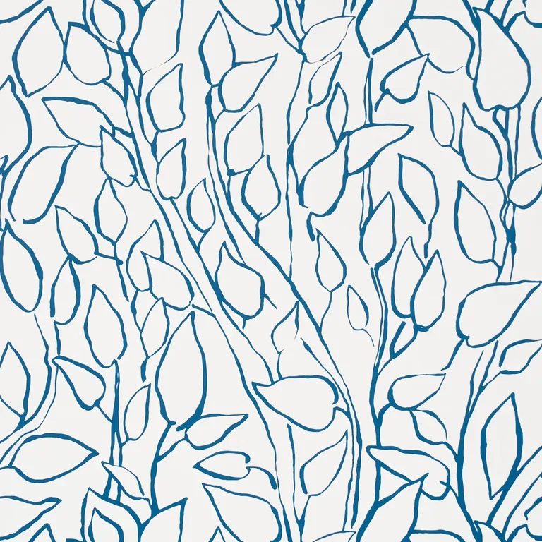 Schumacher SOLANDRA VINE wallpaper, color NAVY, SKU 5010073