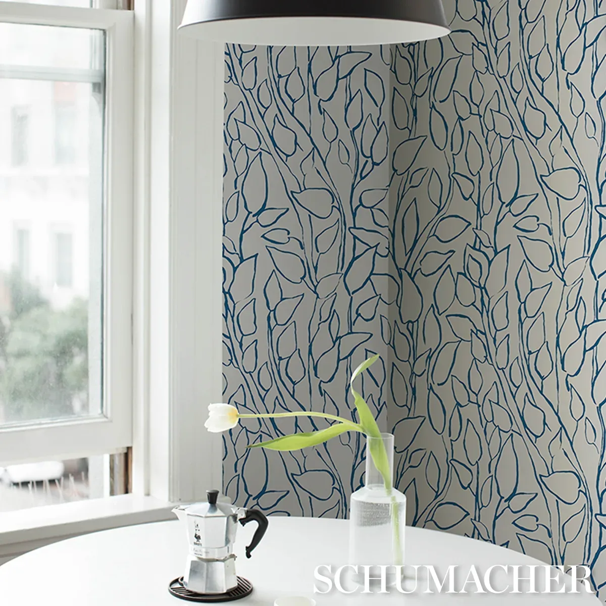 SOLANDRA VINE NAVY Schumacher Wallpaper wallpaper - SKU 5010073