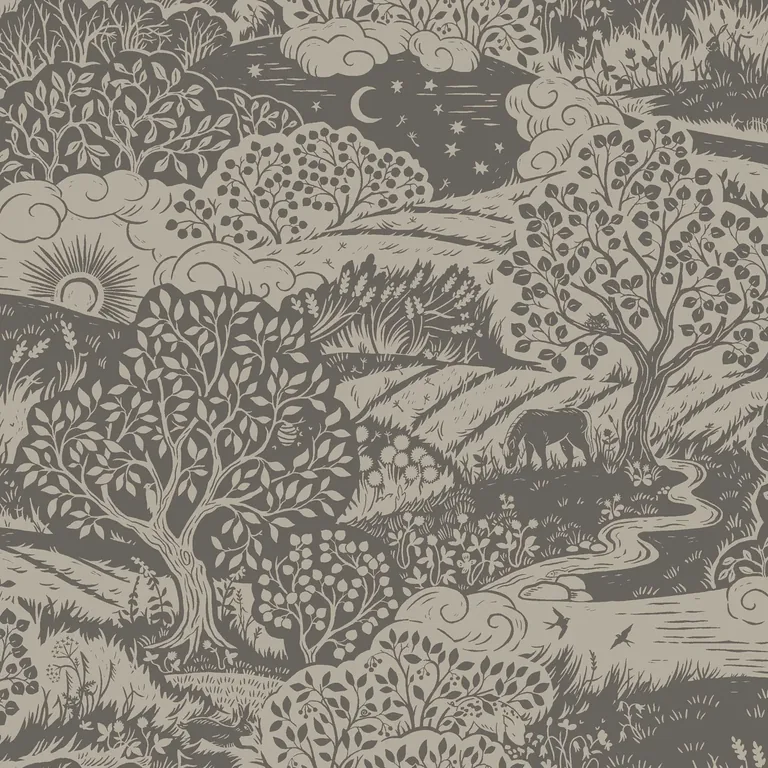 Schumacher SOLÄNGEN wallpaper, color CHARCOAL, SKU 5831