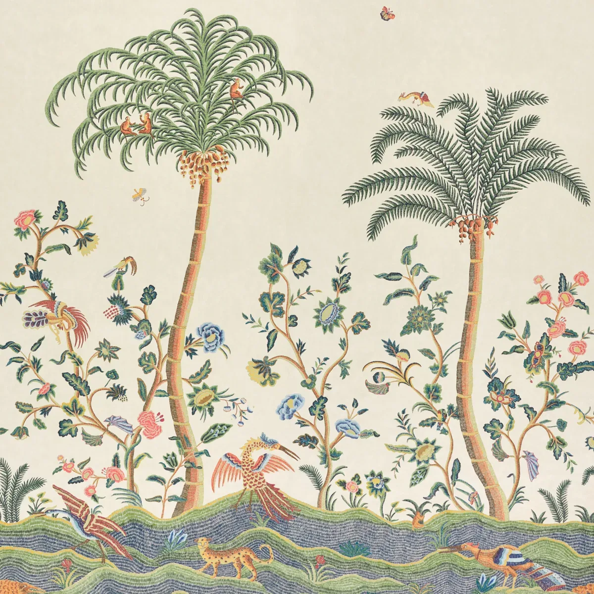 SPOTSWOOD CREWEL 2 PANEL SET - MULTI Schumacher Wallpaper | SPOTSWOOD CREWEL 2 PANEL SET MULTI Schumacher Wallpaper wallpaper - SKU 5017320