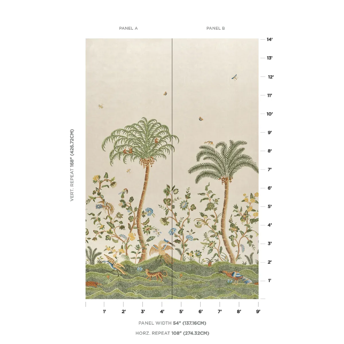 SPOTSWOOD CREWEL 2 PANEL SET SAGE Schumacher Wallpaper wallpaper - SKU 5017321